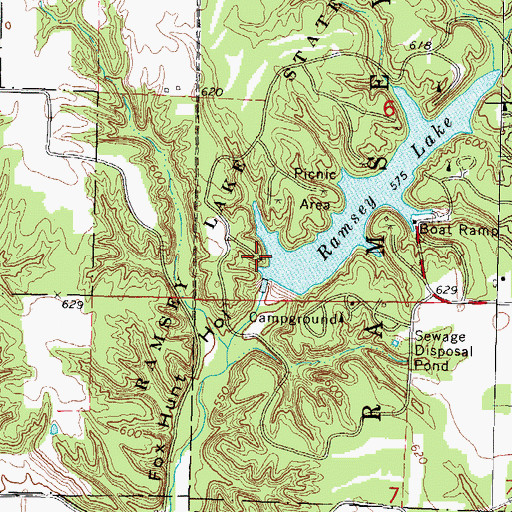 Topographic Map of Fox Knoll Picnic Area, IL