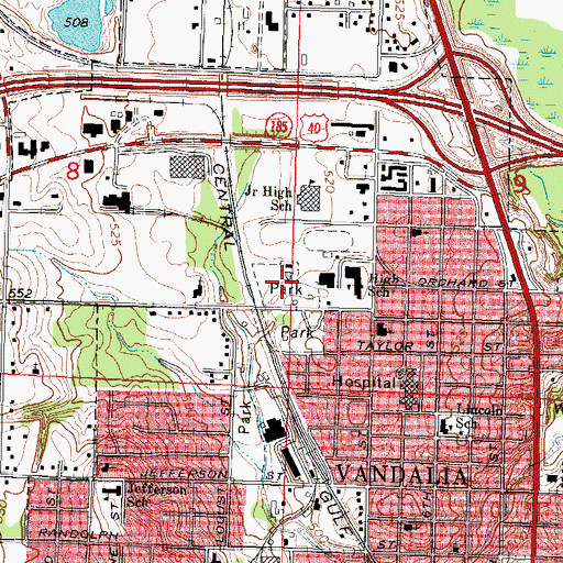 Topographic Map of Greer Park, IL