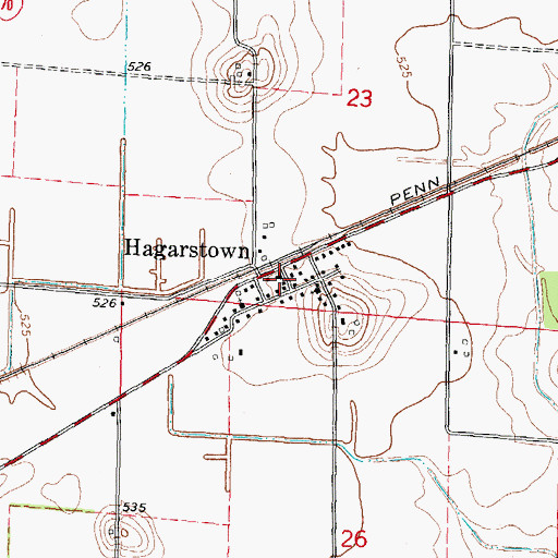 Topographic Map of Hagarstown Post Office, IL