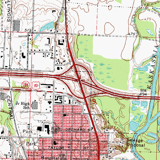 Topographic Map of Interchange 63, IL