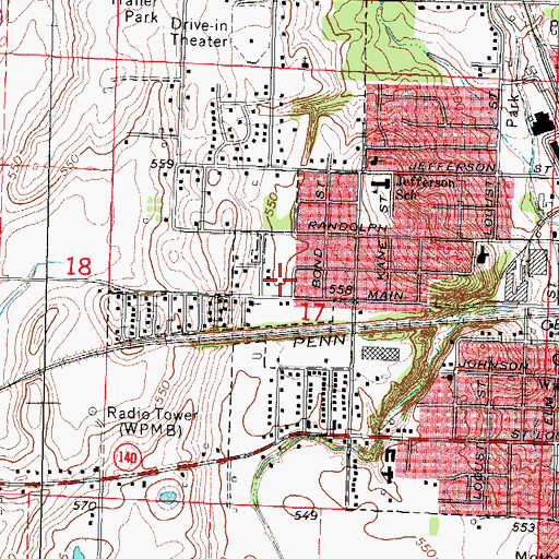 Topographic Map of Kelley Park, IL