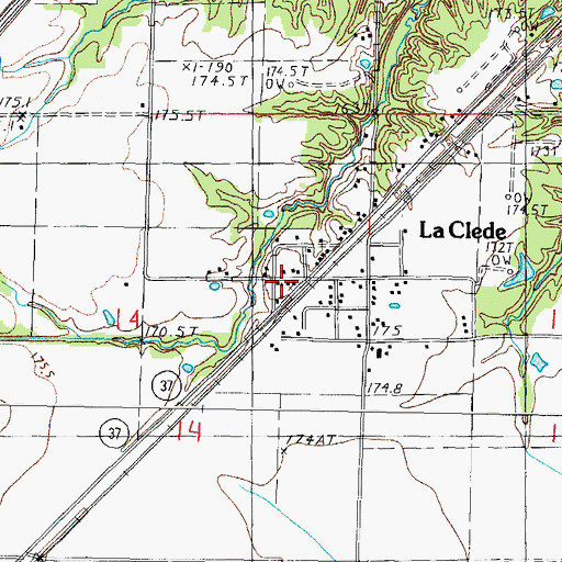 Topographic Map of Laclede Post Office, IL