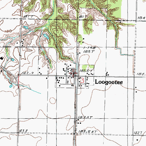 Topographic Map of Loogootee Post Office, IL