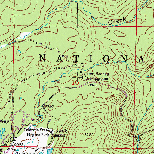 Topographic Map of Tom Bennett Campground, CO