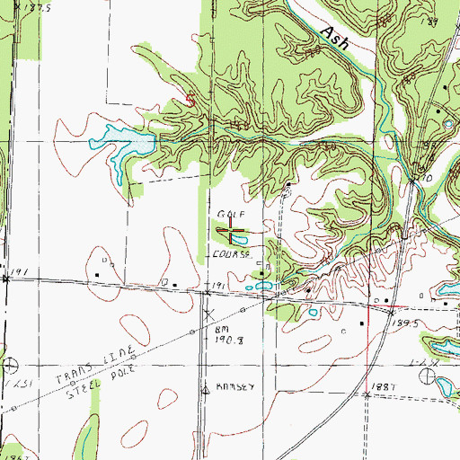 Topographic Map of Ramsey Lake Golf Course, IL