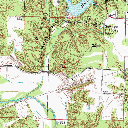 Topographic Map of Ramsey Hills Nature Trail, IL
