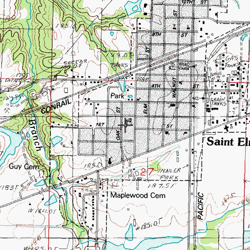 Topographic Map of Saint Elmo Elementary School, IL