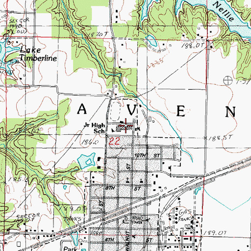 Topographic Map of Saint Elmo Senior High School, IL