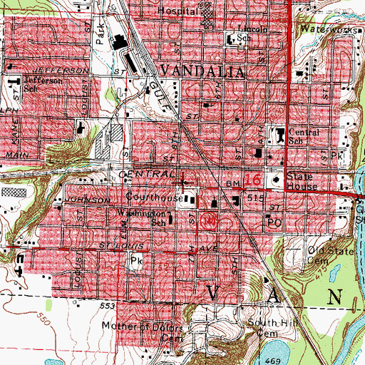 Topographic Map of Saint James Evangelical Lutheran Church, IL