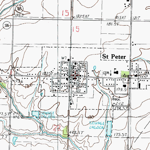 Topographic Map of Saint Peter Post Office, IL