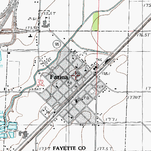 Topographic Map of South Central Elementary School-Farina, IL
