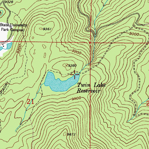 Topographic Map of Twin Lake Reservoir, CO