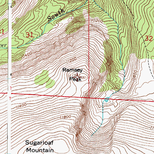 Topographic Map of Ramsey Peak, CO