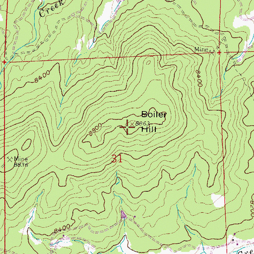 Topographic Map of Boiler Hill, CO