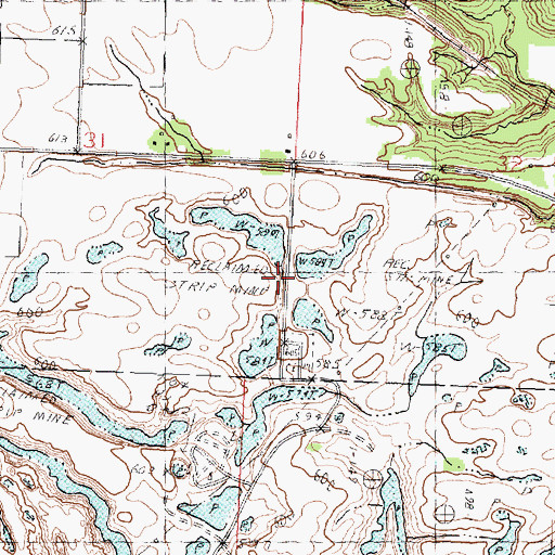 Topographic Map of Breeds Cemetery, IL
