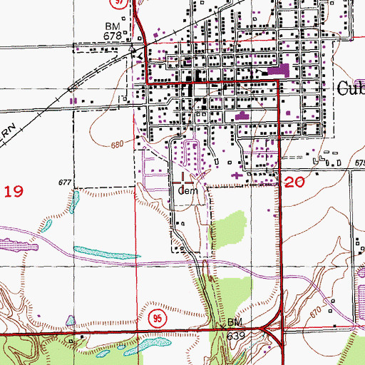 Topographic Map of Cuba Cemetery, IL