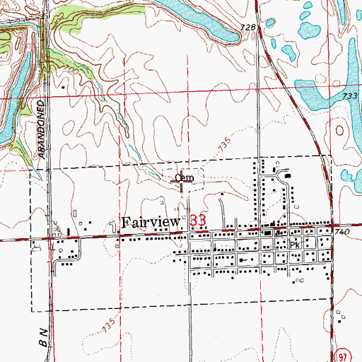 Topographic Map of Fairview Cemetery, IL