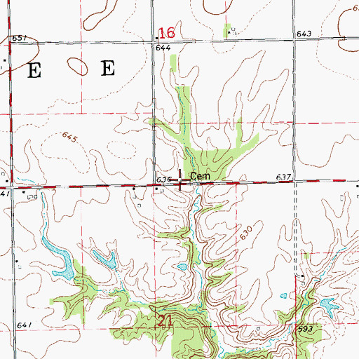 Topographic Map of Guernsey Cemetery, IL