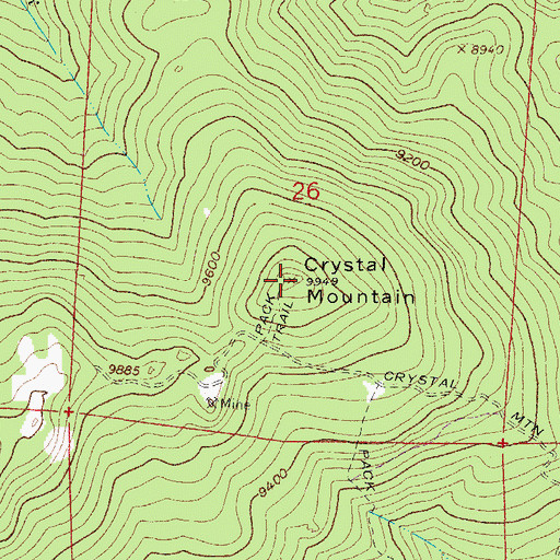 Topographic Map of Crystal Mountain, CO