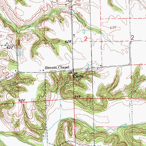 Topographic Map of Henderson Cemetery, IL