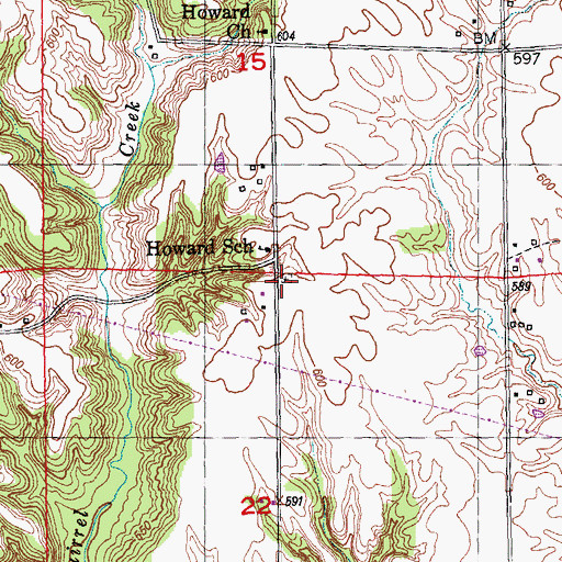Topographic Map of Howard Cemetery, IL
