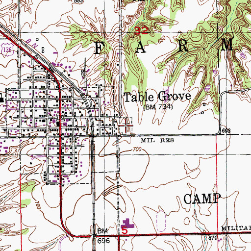 Topographic Map of Laurel Hill Cemetery, IL