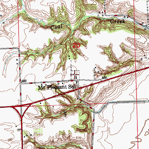 Topographic Map of Mount Pleasant Cemetery, IL