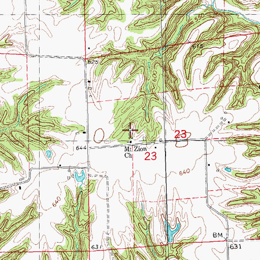 Topographic Map of Mount Zion Cemetery, IL