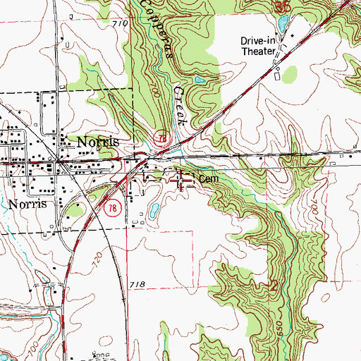 Topographic Map of Norris Cemetery, IL
