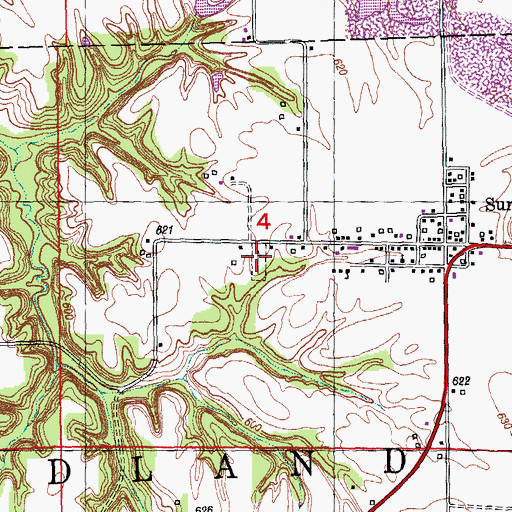 Topographic Map of Summum Cemetery, IL