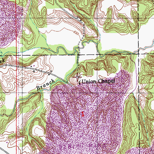 Topographic Map of Union Chapel Cemetery, IL