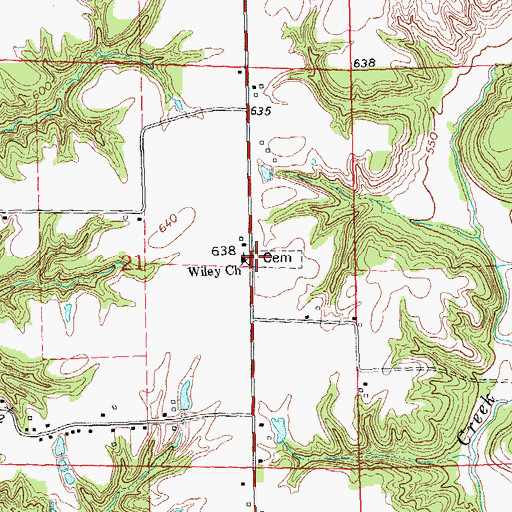 Topographic Map of Wiley Cemetery, IL