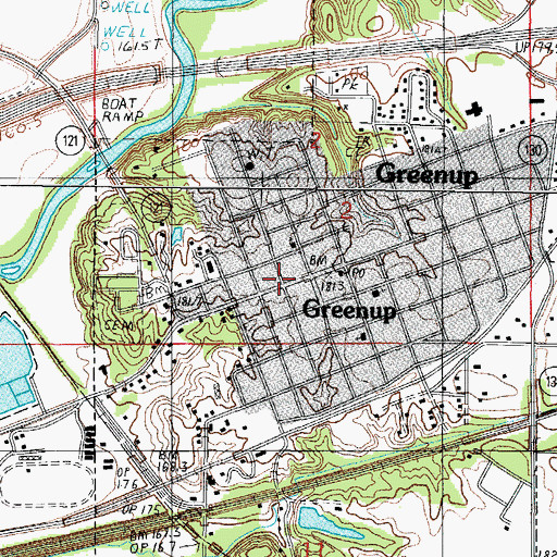Topographic Map of Greenup Township Carnegie Library, IL