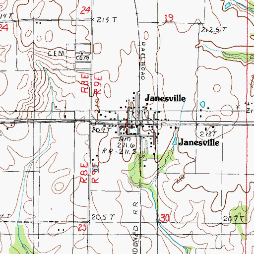 Topographic Map of Janesville Post Office, IL