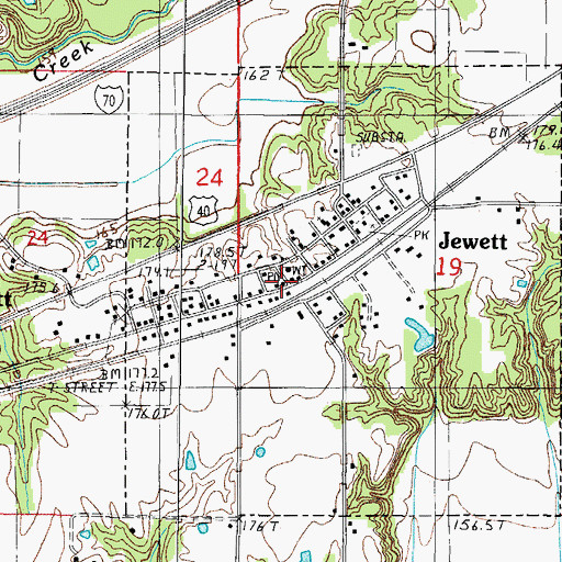Topographic Map of Jewett Post Office, IL
