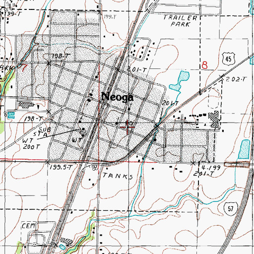 Topographic Map of Neoga Post Office, IL