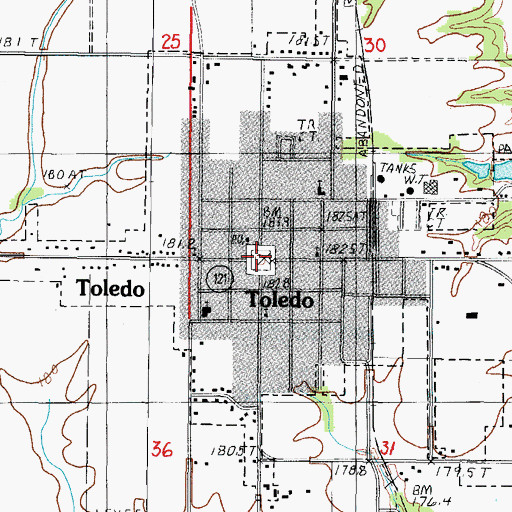 Topographic Map of Sumpter Township Library, IL