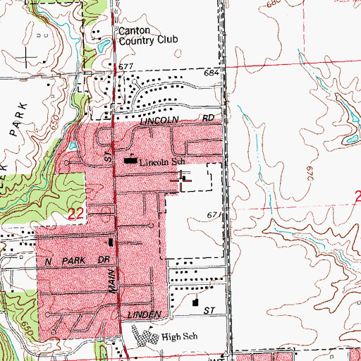 Topographic Map of Canton Assembly of God Church, IL