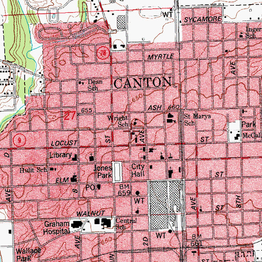 Topographic Map of Canton Church of Christ, IL