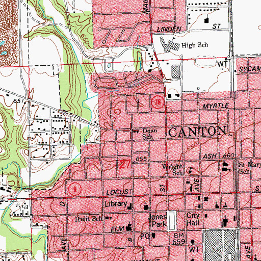 Topographic Map of Dean Park, IL