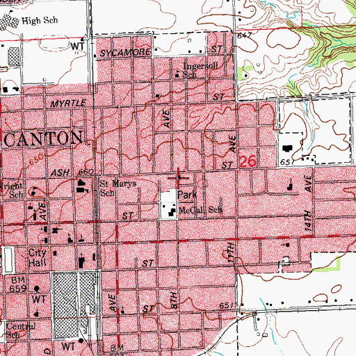 Topographic Map of Eastside Church of the Nazarene, IL