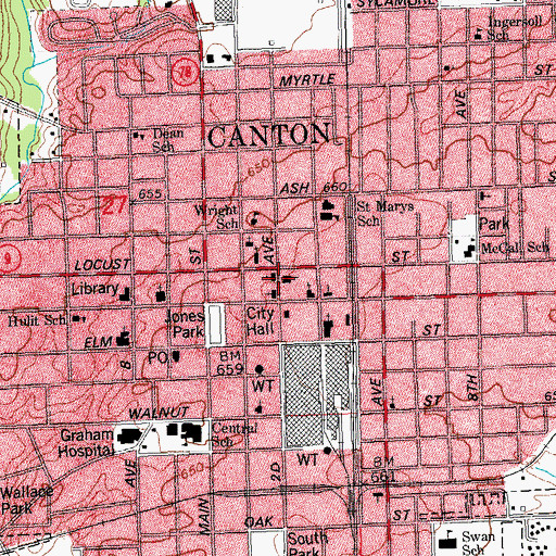 Topographic Map of First Congregational Church, IL