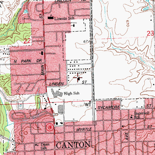 Topographic Map of First Presbyterian Church, IL