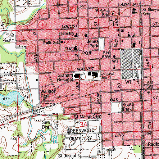 Topographic Map of Fulton County Mental Health Center, IL