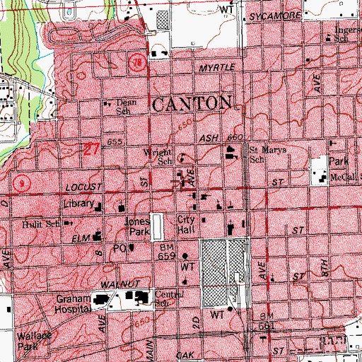 Topographic Map of Grace Lutheran Church, IL