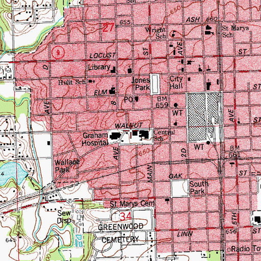 Topographic Map of Ingersoll Gymnasium, IL