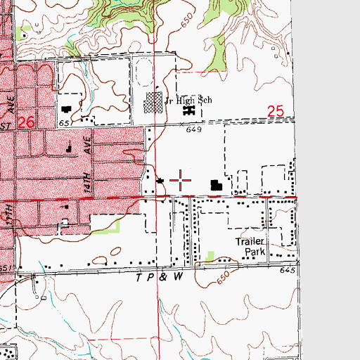 Topographic Map of Lake Drive Shopping Center, IL