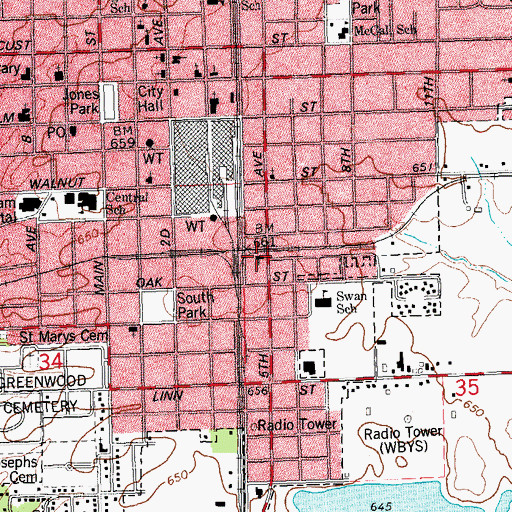 Topographic Map of Mount Carmel Baptist Church, IL