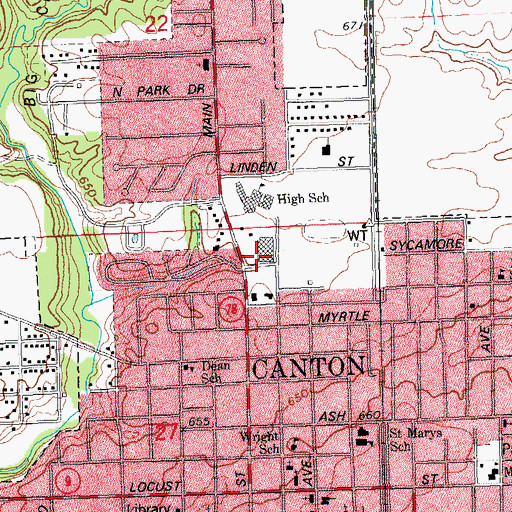 Topographic Map of North Main Shopping Center, IL