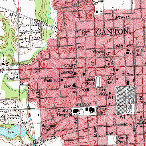 Topographic Map of Parlin Ingersoll Library, IL